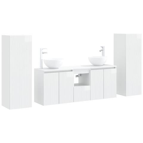 Set di mobili per il bagno 5 pz Bianco Lucido - Foto 1