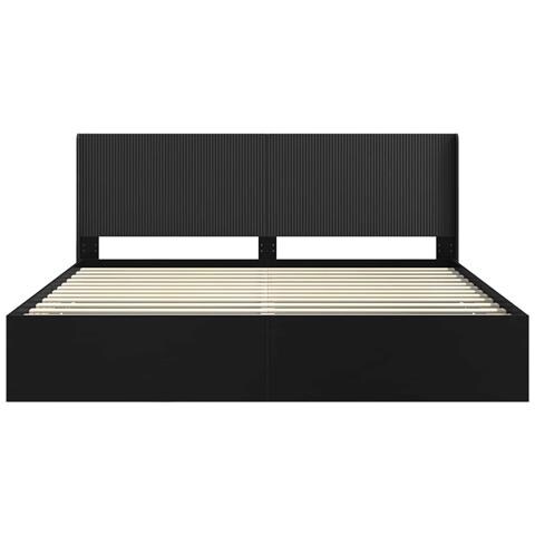 Struttura del letto con stoccaggio e testata Nero 200 x 200 cm - Foto 2