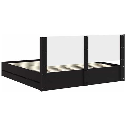 Struttura del letto con stoccaggio e testata Nero 200 x 200 cm - Foto 10