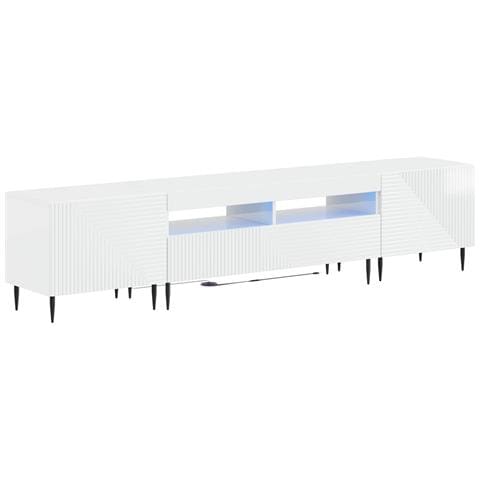 Mobile TV LED a 3 pezzi Bianco Lucido Legno ingegnerizzato - Foto 1