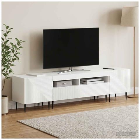 Mobile TV LED a 3 pezzi Bianco Lucido Legno ingegnerizzato - Foto 9
