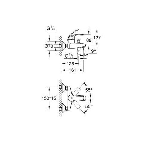 Miscelatore Monocomando Vasca Doccia Senza Dotazione Doccia New Eurosmart Grohe - Foto 2