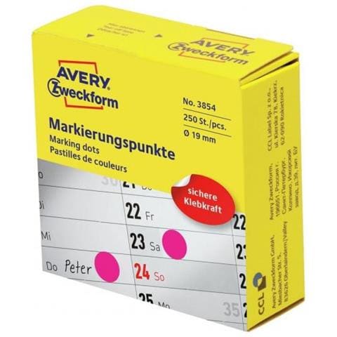 Zweckform Markierungspunkte, 19 Mm, Magenta, Spender Sichere Klebkraft, In Praktischer Spenderbox - 1 Stck (3854)  - Foto 1