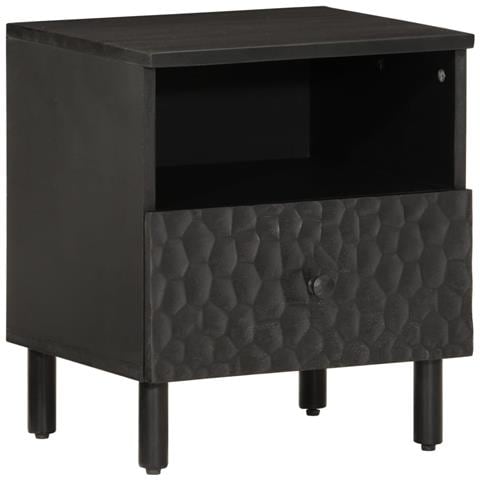 Comodini 2pz Neri 40x33x46 Cm In Legno Massello Di Mango - Foto 2