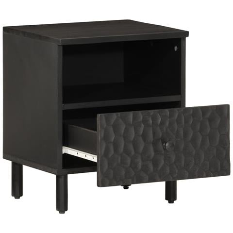 Comodini 2pz Neri 40x33x46 Cm In Legno Massello Di Mango - Foto 3