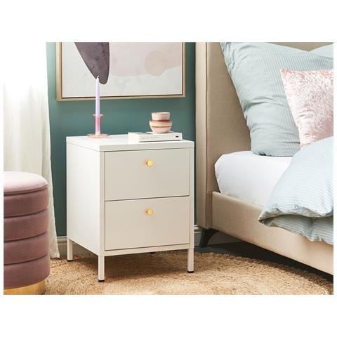 Comodino 2 Cassetti Kylea Metallo Bianco - Foto 1