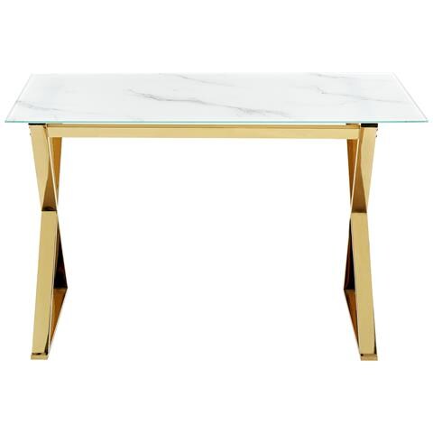 Tavolo Da Pranzo Attica Marmo Bianco 120 Cm 70 Cm Vetro Temperato - Foto 2