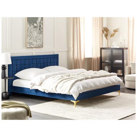 Beliani Letto Matrimoniale Blu Con Contenitore Beliani Letto