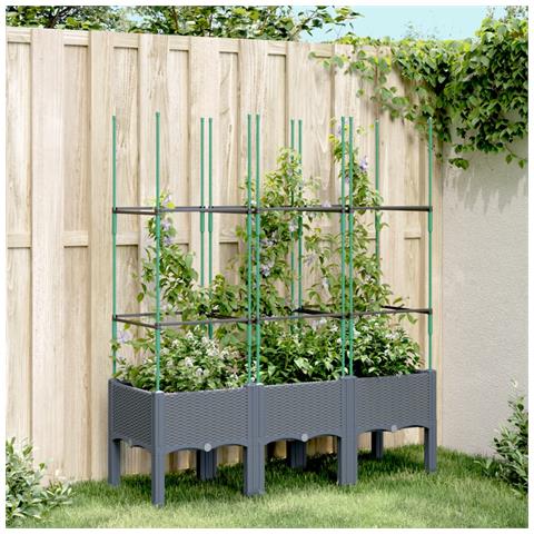 Fioriera Da Giardino Con Traliccio Grigia 120x40x142,5 Cm In Pp - Foto 1