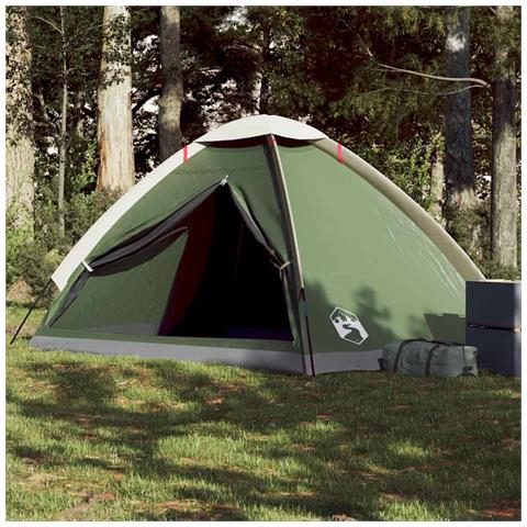 Tenda Da Campeggio A Cupola Per 4 Persone Verde Impermeabile - Foto 2