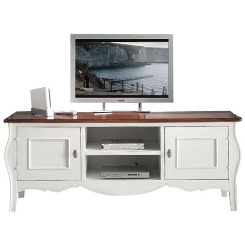Porta Tv In Legno Shabby Chic Bicolore L. 160 P. 50 H. 61 - Foto 1