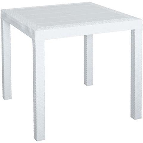 Tavolo Quadrato 80x80 Cm Da Esterno Giardino In Wicker Stampato Con Gambe Regolabili E Foro Centrale Per Ombrellone Nasa - Foto 1