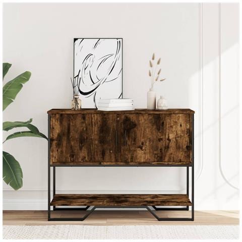 Tavolo Consolle Rovere Fumo 100x35x74,5 Cm In Truciolato - Foto 2