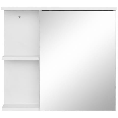 Mirza Mobile Con 1 Anta E 1 Ripiano In Agglomerato E Vetro Bianco - Foto 2