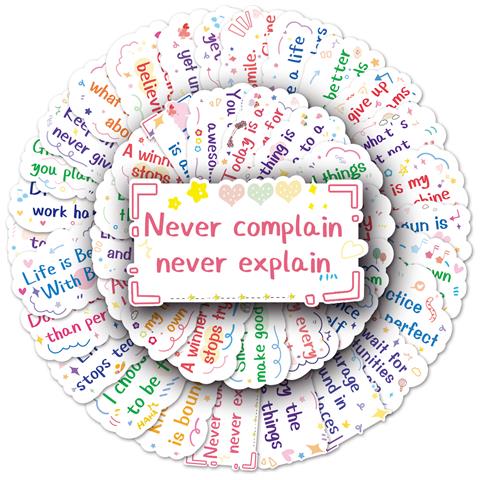 Pacchetto Di Adesivi Fai-da-te - 50 Design Unici   Frasi Brevi In Inglese Ispiratrici 2 - Foto 1