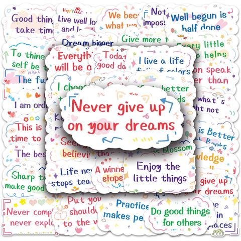 Pacchetto Di Adesivi Fai-da-te - 50 Design Unici   Frasi Brevi In Inglese Ispiratrici 2 - Foto 2