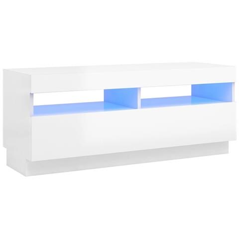 Mobile Porta TV con Luci LED Bianco Lucido 100x35x40 cm - Foto 1