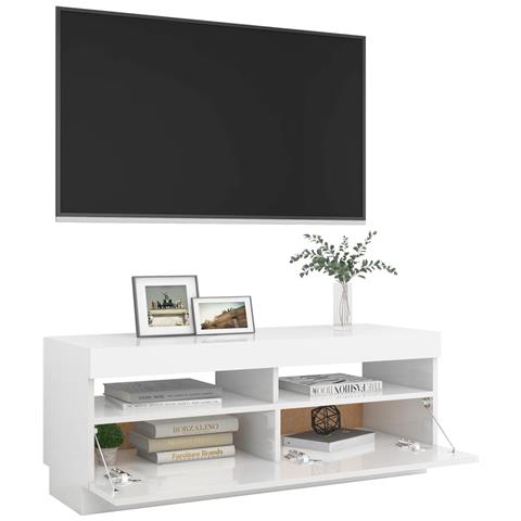 Mobile Porta TV con Luci LED Bianco Lucido 100x35x40 cm - Foto 10