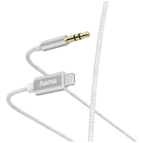 Hama 00201522 Cavo Lightning 1 M Bianco (hama Lightning Male To 3.5mm Jack Male Cable, Nylon, 1 Metre, White) - Foto 1