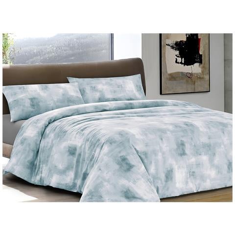 Copripiumino Sacco Piumone 100% Cotone Made In Italy Disegno Nebula Singolo Azzurro - Foto 1