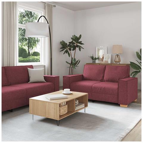 Set di Divani 2 pz con Cuscini Rosso Vino in Tessuto - Foto 1