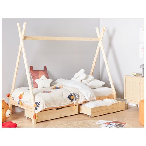 Set Di 2 Cassetti Contenitori Per Letto Legno Di Pino Cronat Marrone Chiaro - Foto 1