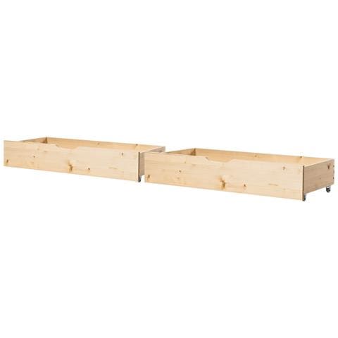 Set Di 2 Cassetti Contenitori Per Letto Legno Di Pino Cronat Marrone Chiaro - Foto 2