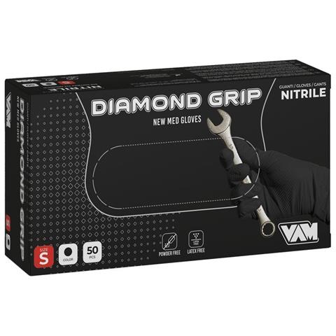 Box 50 Guanti Diamond Grip Nitrile Nero Taglia M - Foto 2