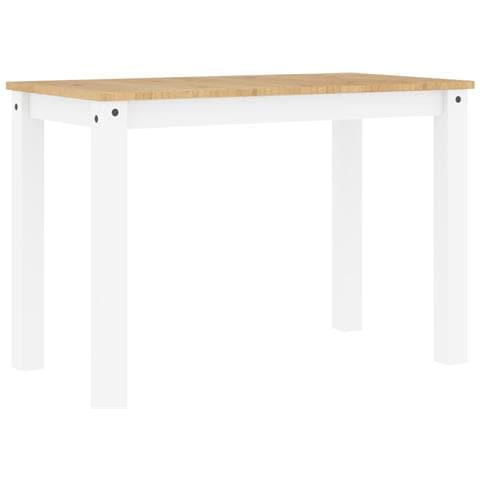 Tavolo Da Pranzo Panama Bianco 117x60x75 Cm Legno Massello Pino - Foto 2