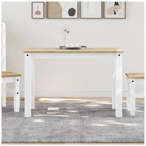Tavolo Da Pranzo Panama Bianco 117x60x75 Cm Legno Massello Pino - Foto 1