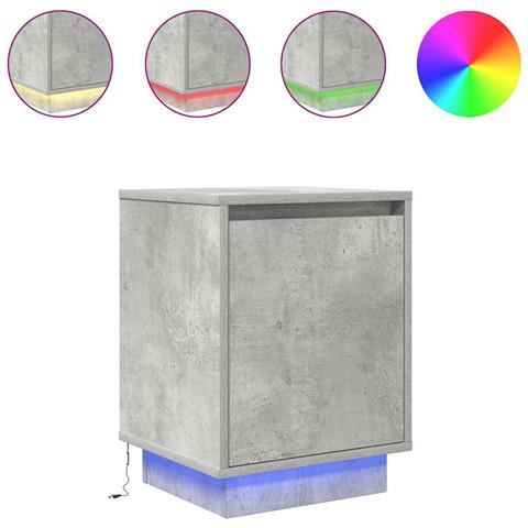 Comodino Con Luci Led Grigio Cemento 38x34x50 Cm - Foto 2