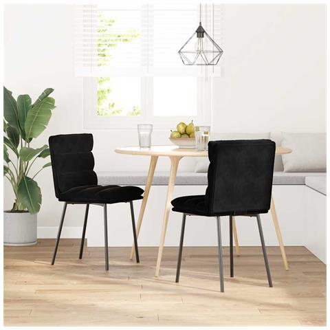 Sedie Da Pranzo 2 Pz Nere In Velluto - Foto 2