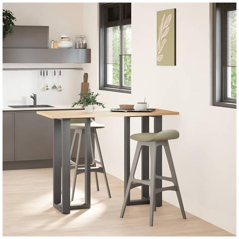 Gambe Tavolo Bar A T 2 Pz Antracite 40x35x(100-101) Cm Acciaio - Foto 2