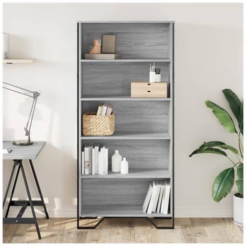 Lusso Casadino - Libreria Grigio Sonoma 80x31x169 Cm In Truciolato - Foto 2