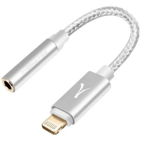 Adattatore Lightning Iphone Mfi Jack 3.5 Mm Nylon, Argento - Foto 1