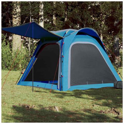 Tenda Campeggio 4 Persone Blu Rilascio Rapido Impermeabile - Foto 1