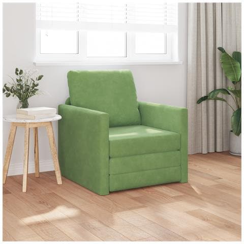 Divano Letto 2-in-1 Verde Chiaro 74x77x81 cm Velluto - Foto 2