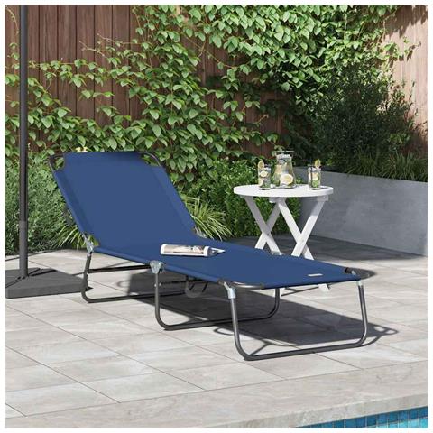 Lettino Prendisole Pieghevole Portable Blu 600D Oxford Fabric - Foto 2