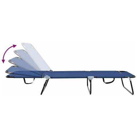 Lettino Prendisole Pieghevole Portable Blu 600D Oxford Fabric - Foto 9