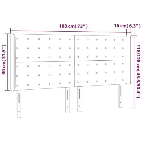 Testiera a LED rosa 183x16x118/128 cm in Velluto - Foto 6
