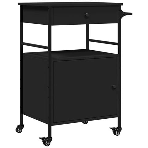 Carrello da Cucina Nero 56x43x89,5 cm in Legno Multistrato - Foto 1