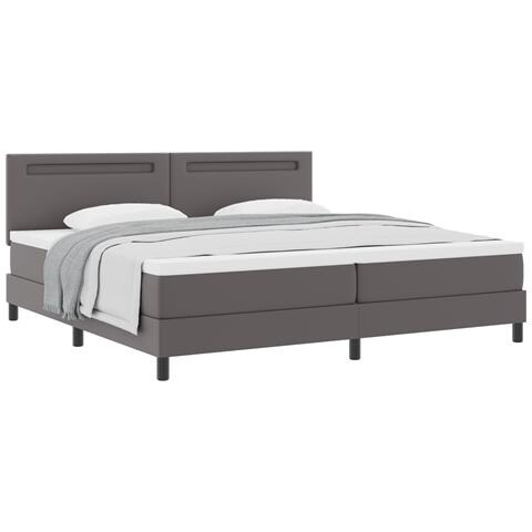Letto a molle  con materasso Grigio 200x200 cm Similpelle, Testata semplice design grigio 200 cm Similpelle - Foto 1