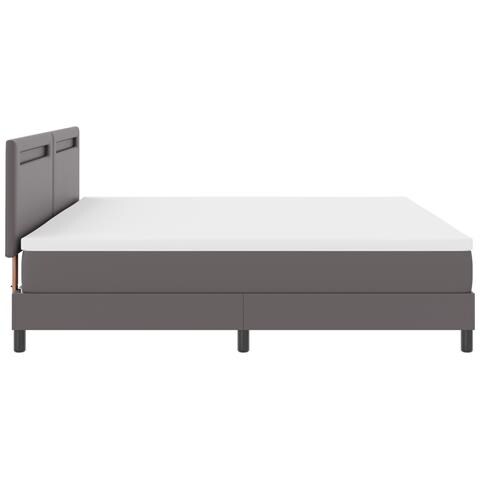 Letto a molle  con materasso Grigio 200x200 cm Similpelle, Testata semplice design grigio 200 cm Similpelle - Foto 9