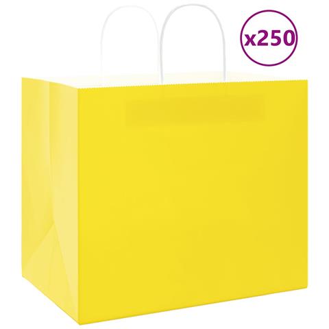 Sacchetti di Carta 250 pz con Manici Gialli 32x22x28 cm - Foto 1