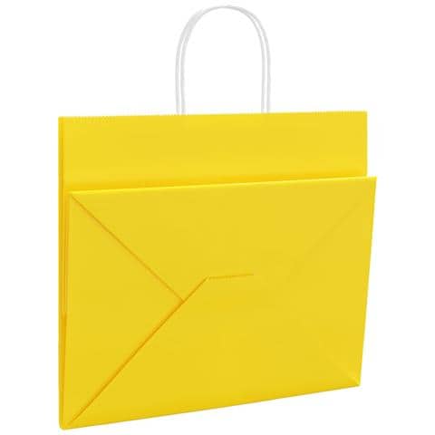 Sacchetti di Carta 250 pz con Manici Gialli 32x22x28 cm - Foto 9