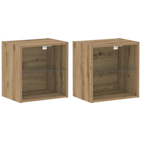 Mensola flottante 2 pcs Rovere artigianale 40x28.5x40 cm Legno ingegnerizzato - Foto 1