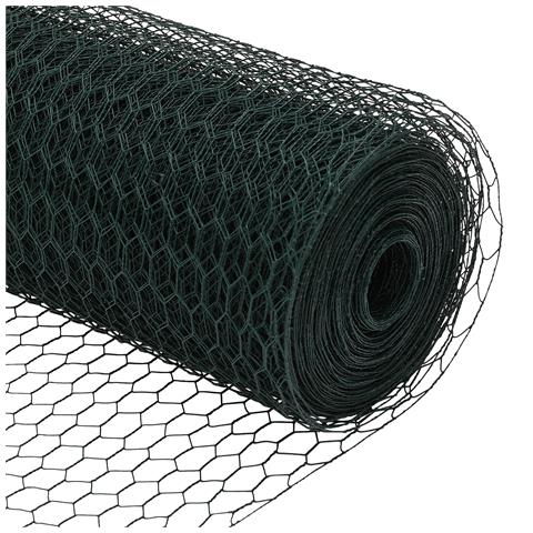 Recinzione Esagonale  Verde 1.6x25 m Acciaio, Pali per Recinzione  13 pz Verde Ø32 mm 210 cm Acciaio Zincato - Foto 9