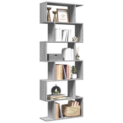 Libreria Divisorio 6Piani Grigio Sonoma 70x24x193cm Truciolato - Foto 2
