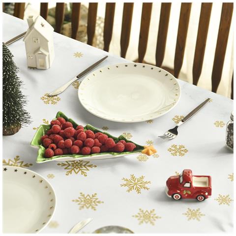 Tovaglia Natalizia Bianca Con Alberi Di Natale Morbida Resistente 100x140cm - Foto 2