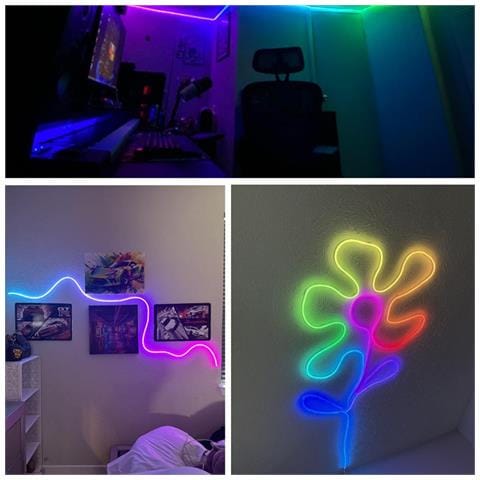 Striscia Led Neon Rgbic - Bluetooth E Telecomando 2.4g, Silicone Flessibile Diy, Illuminazione Ambientale Gaming  2 Metri - Foto 2